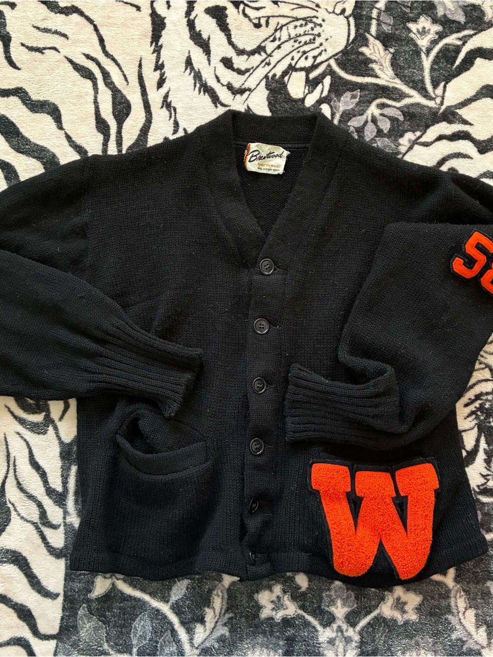 000 - VINTAGE 50s BRENTWOOD COLLEGE USA VARSITY LETTERMAN CARDIGAN SWEATER